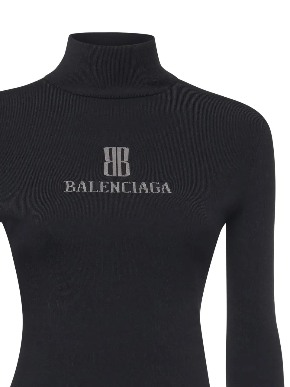 logo-detail ribbed turtleneck top