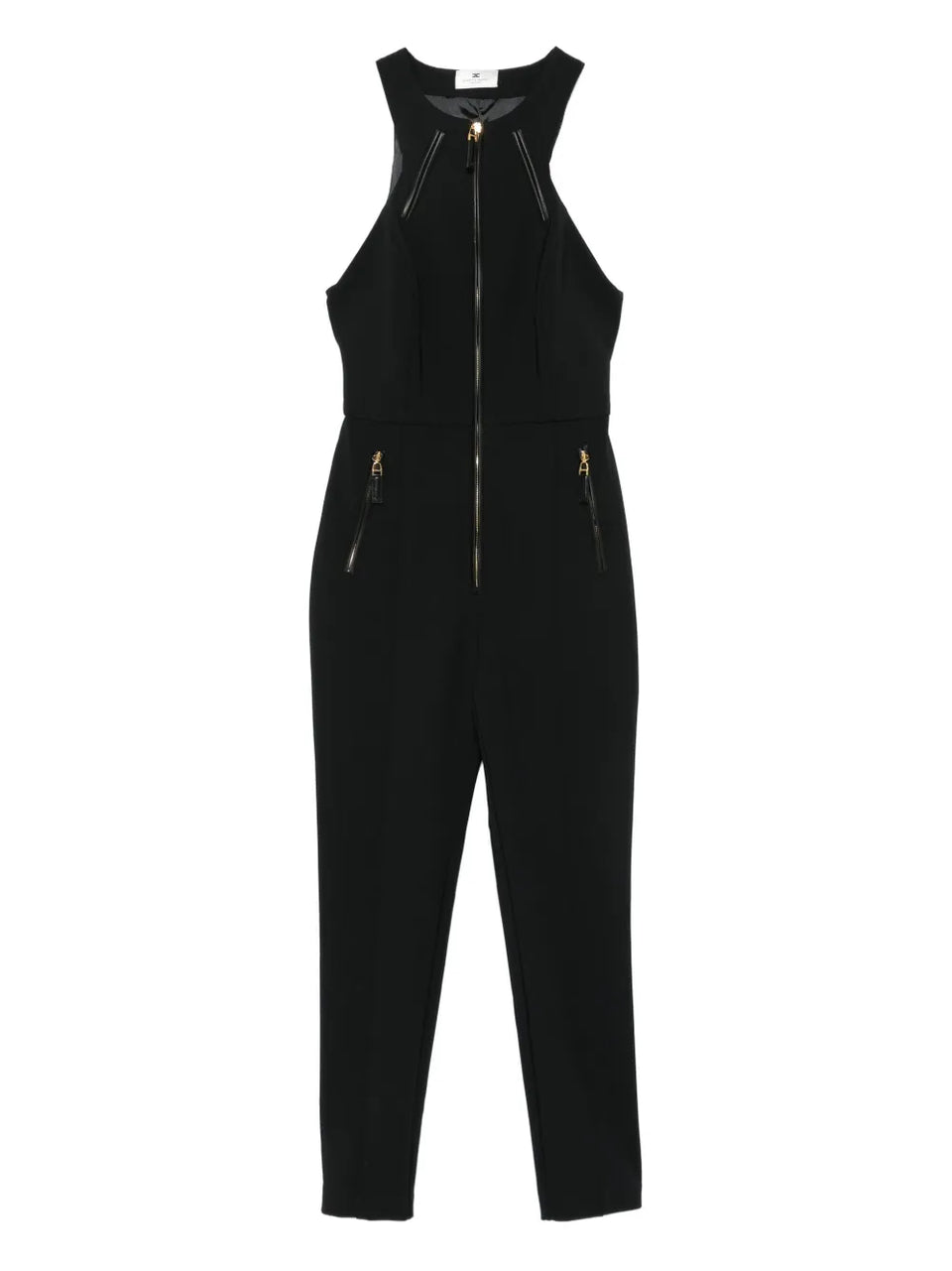zip-front halterneck jumpsuit
