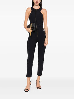 zip-front halterneck jumpsuit