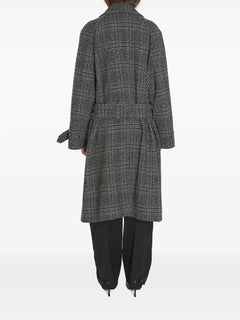 One Layer checked belted coat