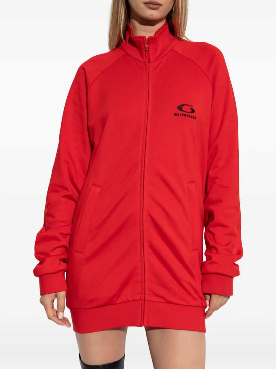 logo-detail zip-up mini dress