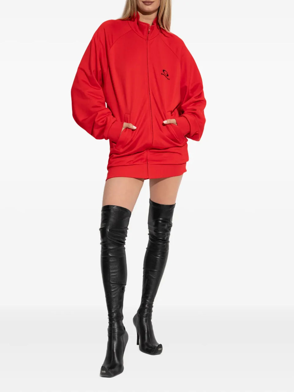 logo-detail zip-up mini dress