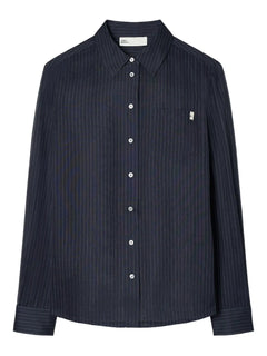 pinstripe button-up shirt
