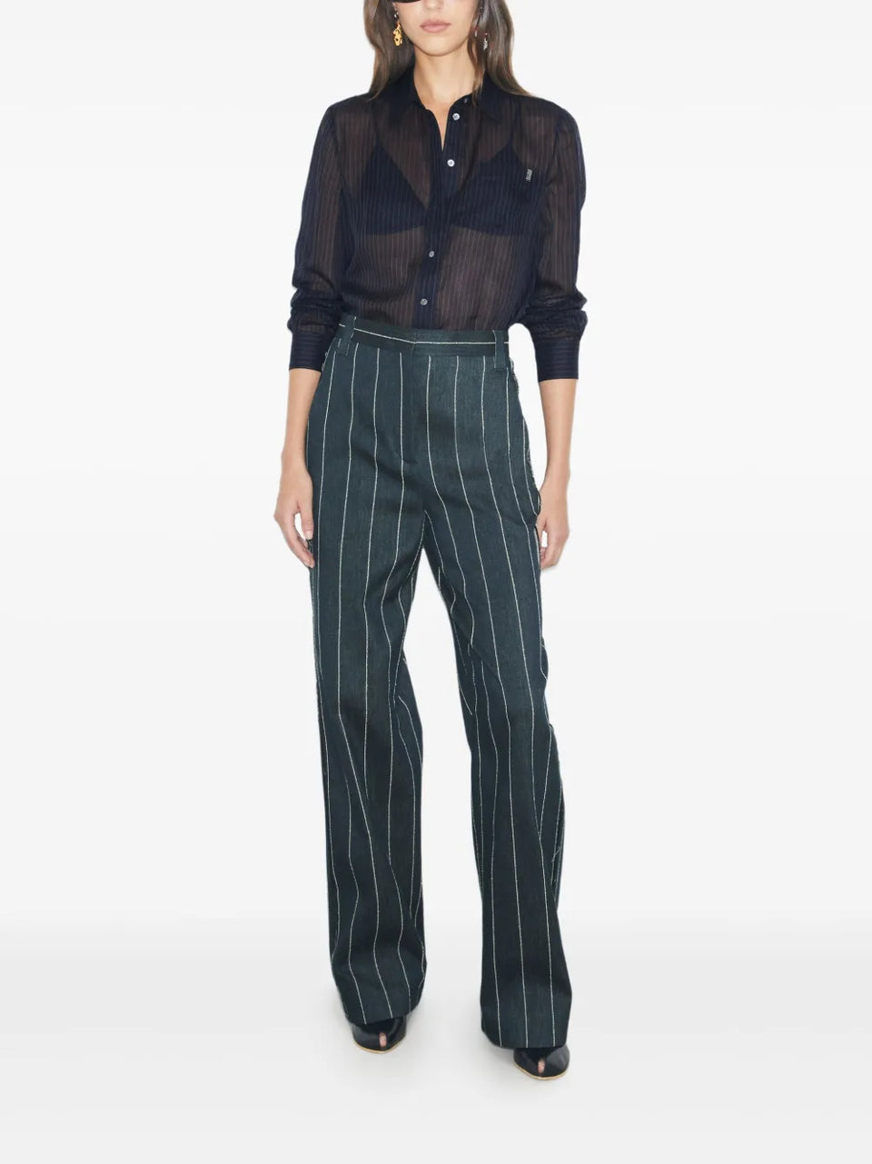 pinstripe button-up shirt
