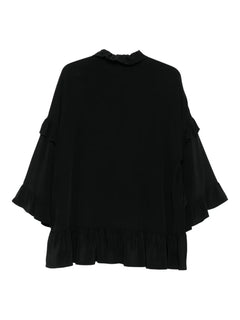 ruffled tie-neck top
