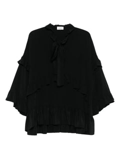 ruffled tie-neck top