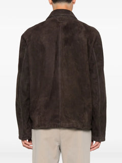button-fastening suede jacket