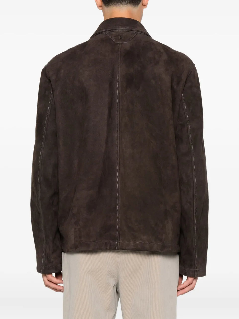 button-fastening suede jacket