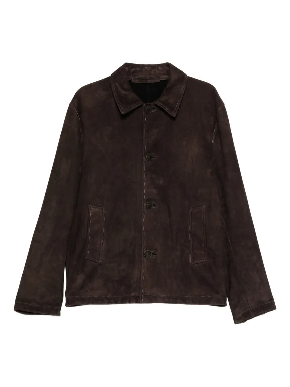 button-fastening suede jacket
