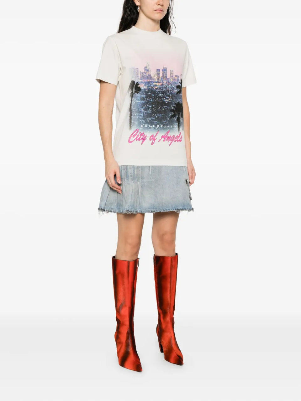graphic-print layered mini dress