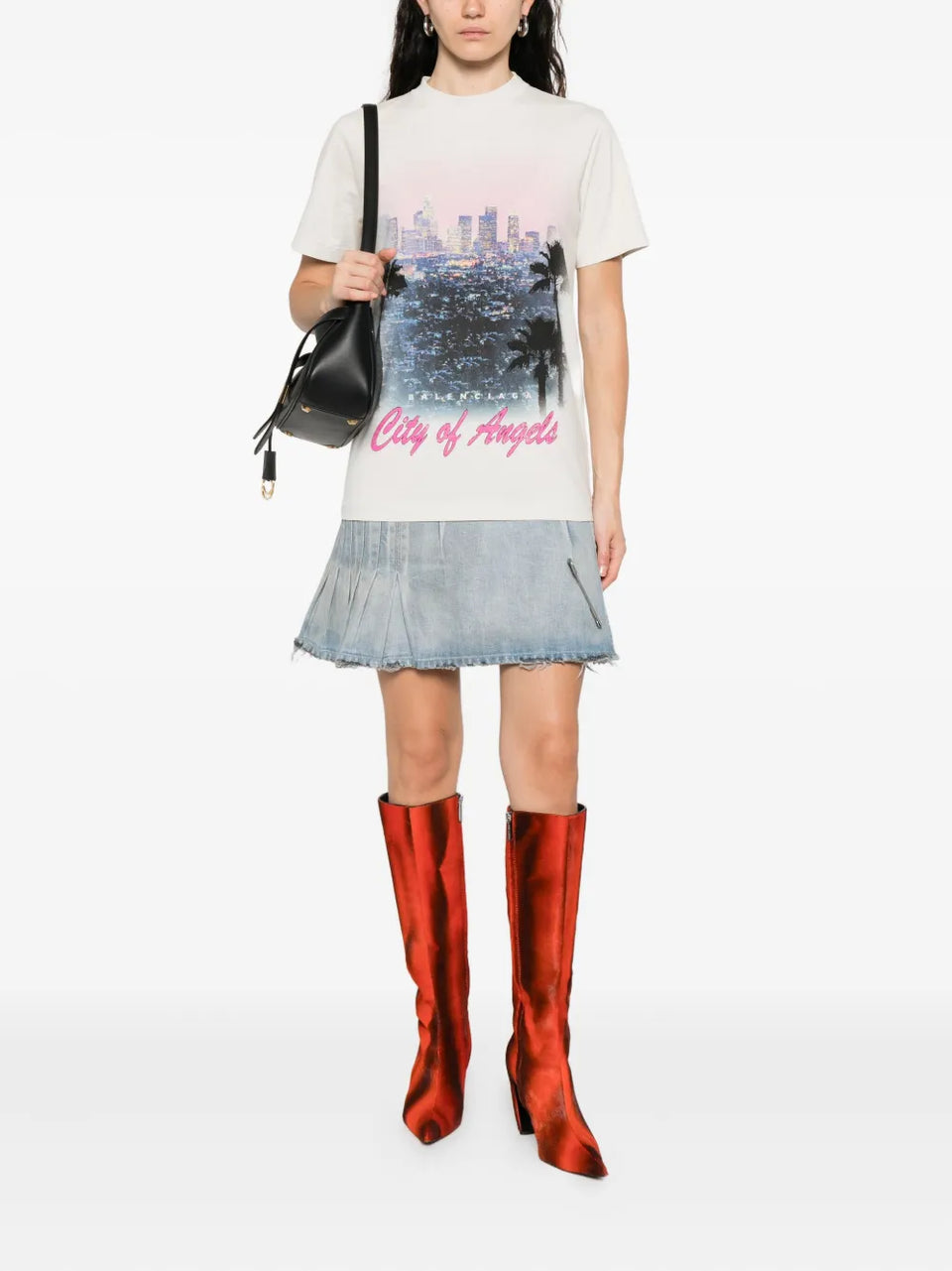 graphic-print layered mini dress