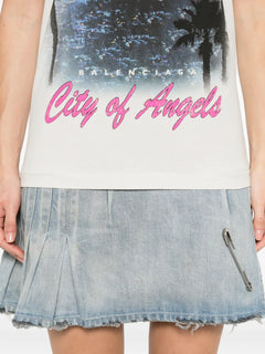 graphic-print layered mini dress