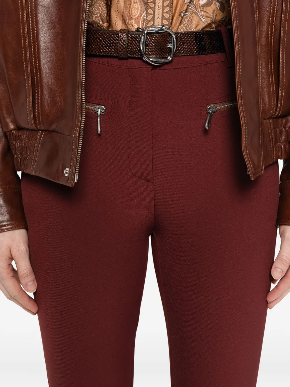 zip-detail trousers