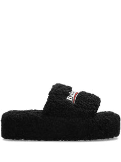 logo-embroidered platform sandals
