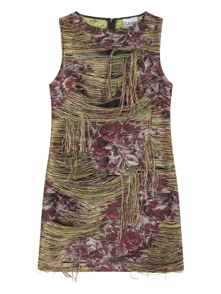 tapestry fringed mini dress