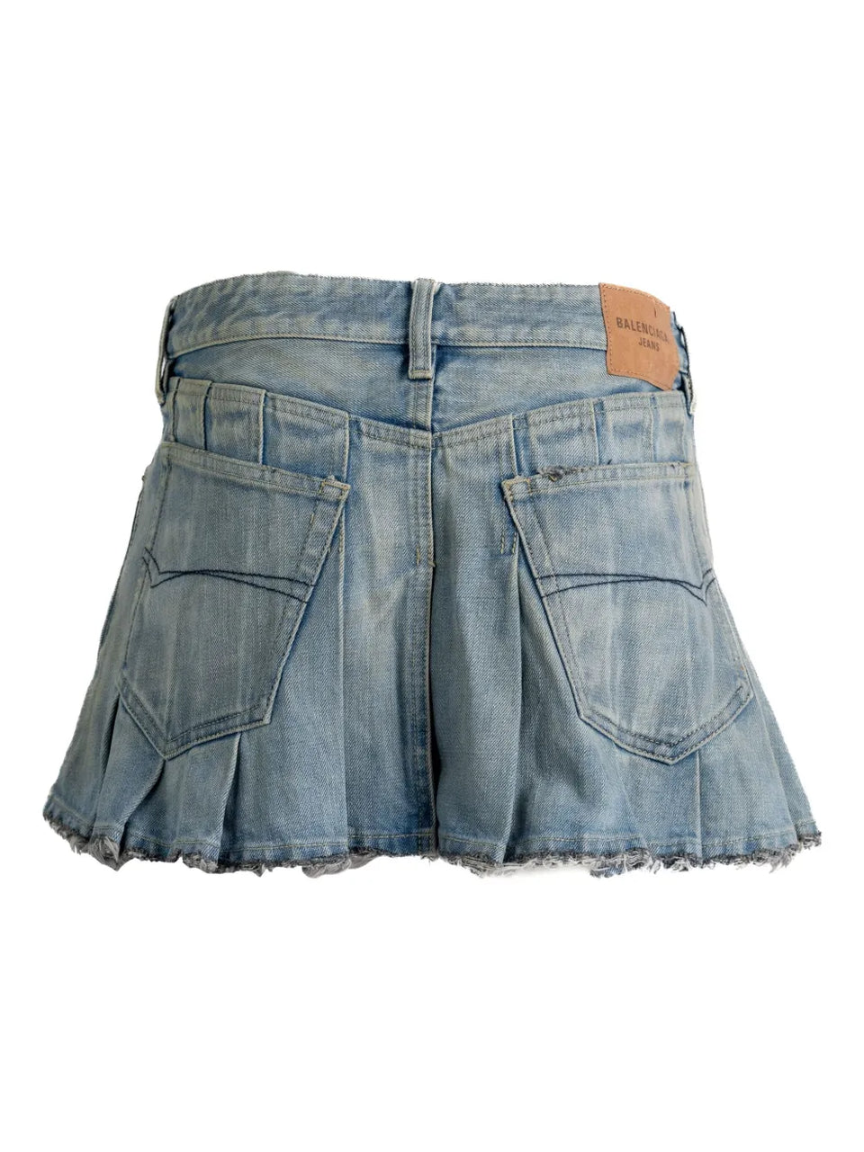 pleated denim mini skirt