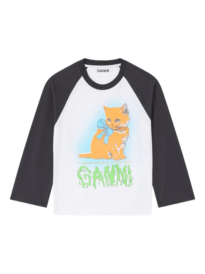 Kitty-print baseball top
