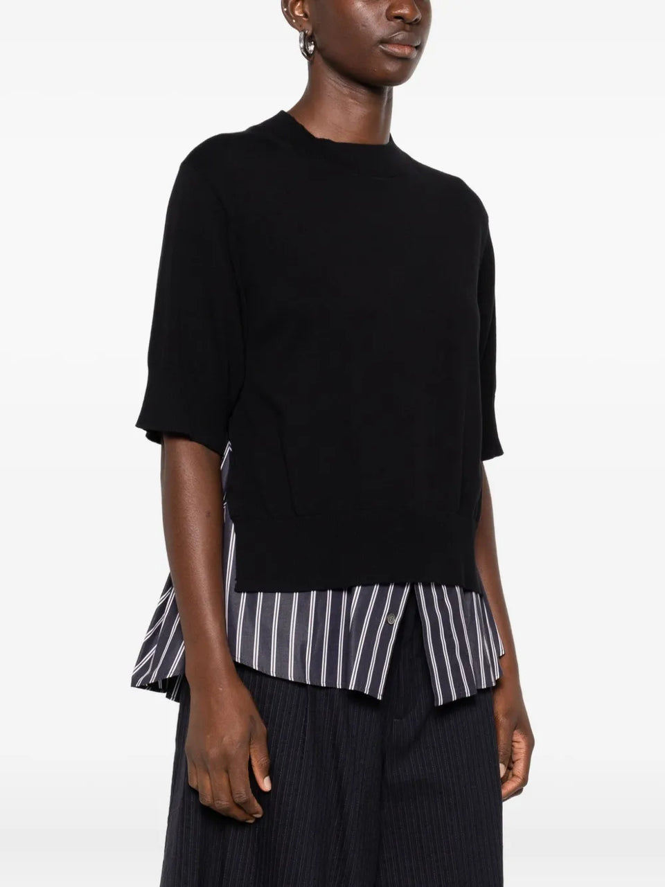 layered striped knit top