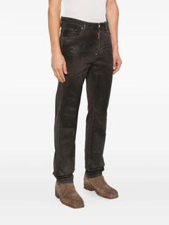 Bull Leatherette faded-patchwork jeans
