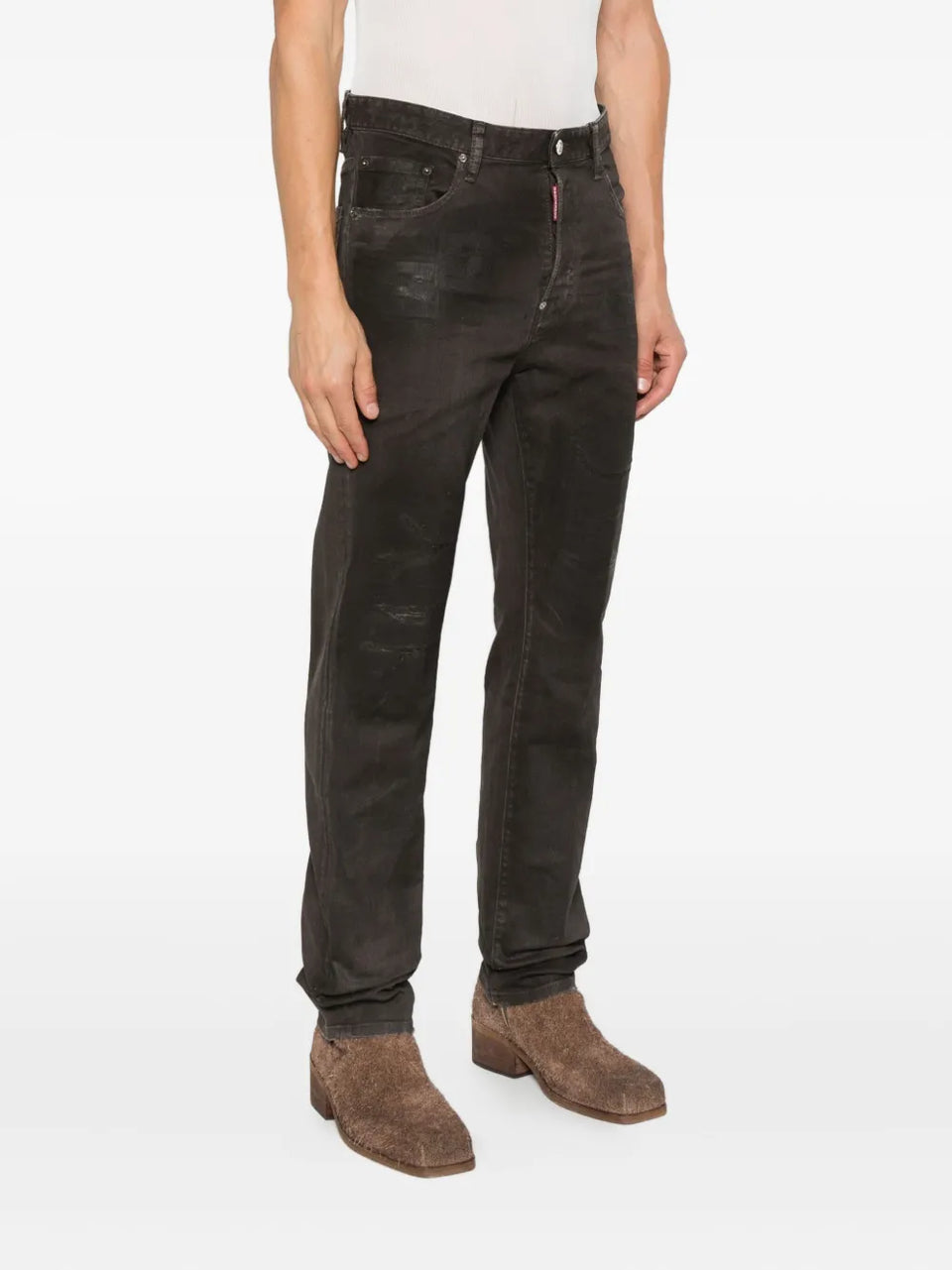 Bull Leatherette faded-patchwork jeans