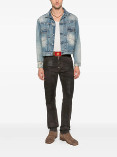 Bull Leatherette faded-patchwork jeans