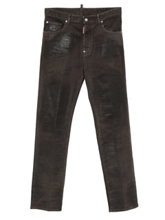 Bull Leatherette faded-patchwork jeans