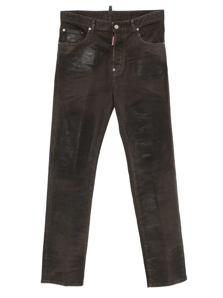 Bull Leatherette faded-patchwork jeans