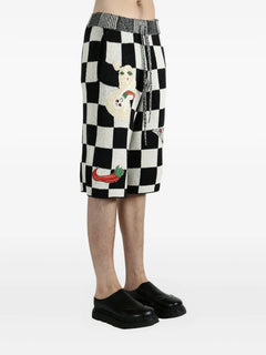 Nora Lite Creatures check-pattern embroidered shorts