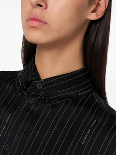 pinstripe logo shirt