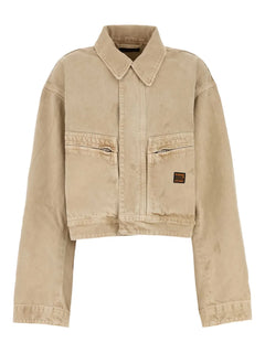 zipped-pocket long-sleeves denim jacket