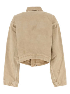 zipped-pocket long-sleeves denim jacket