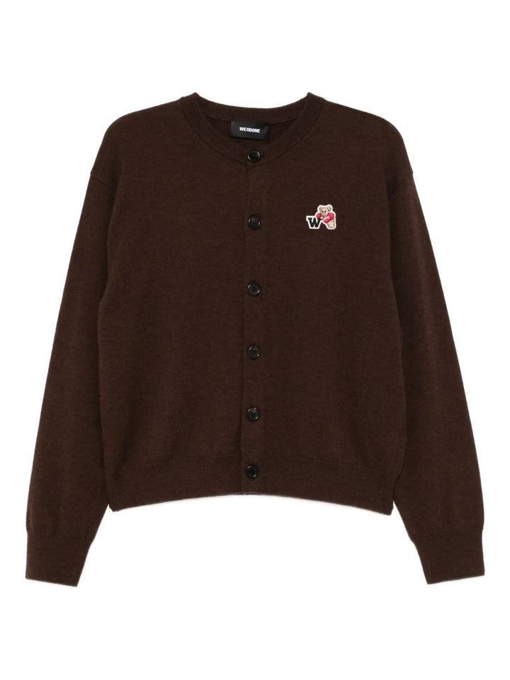 bear-embroidered cardigan