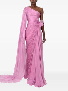 pleated one-shoulder maxi dress