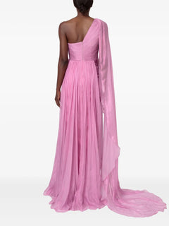 pleated one-shoulder maxi dress