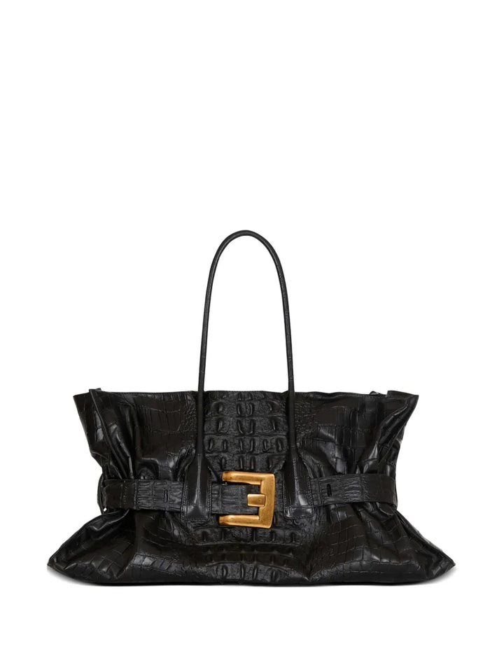 XL Anthem embossed-crocodile buckle tote bag