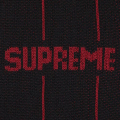 Supreme Pinstripe Varsity Zip Up Sweater Black