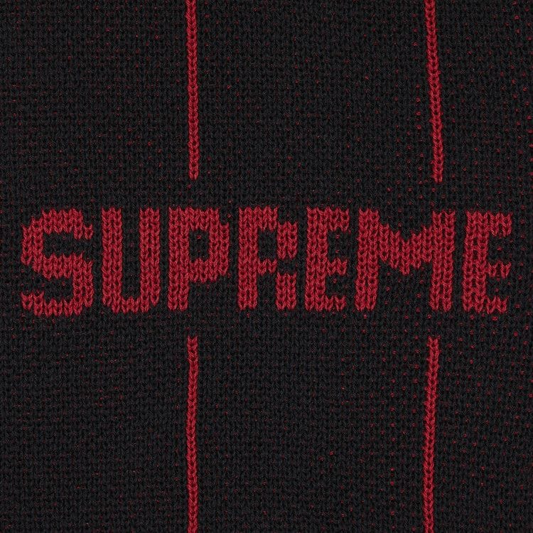 Supreme Pinstripe Varsity Zip Up Sweater Black