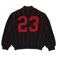 Supreme Pinstripe Varsity Zip Up Sweater Black