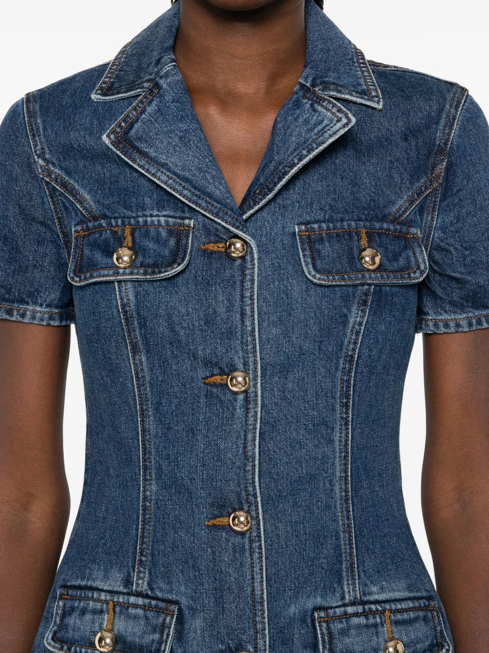 button-fastening denim dress