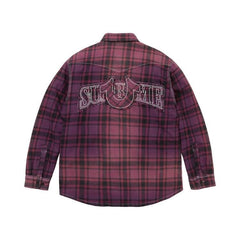 Supreme x True Religion Quilted Lined Plaid Flannel Shirt Purple