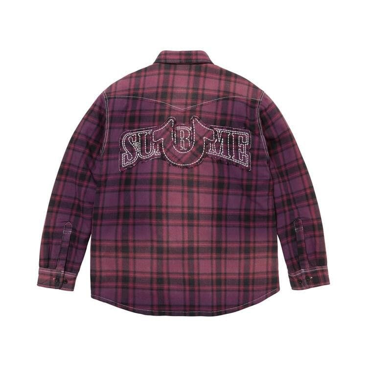Supreme x True Religion Quilted Lined Plaid Flannel Shirt Purple