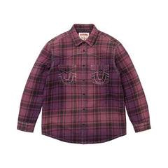 Supreme x True Religion Quilted Lined Plaid Flannel Shirt Purple