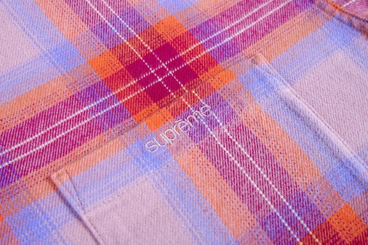 Supreme Brushed Plaid Flannel Shirt Pink