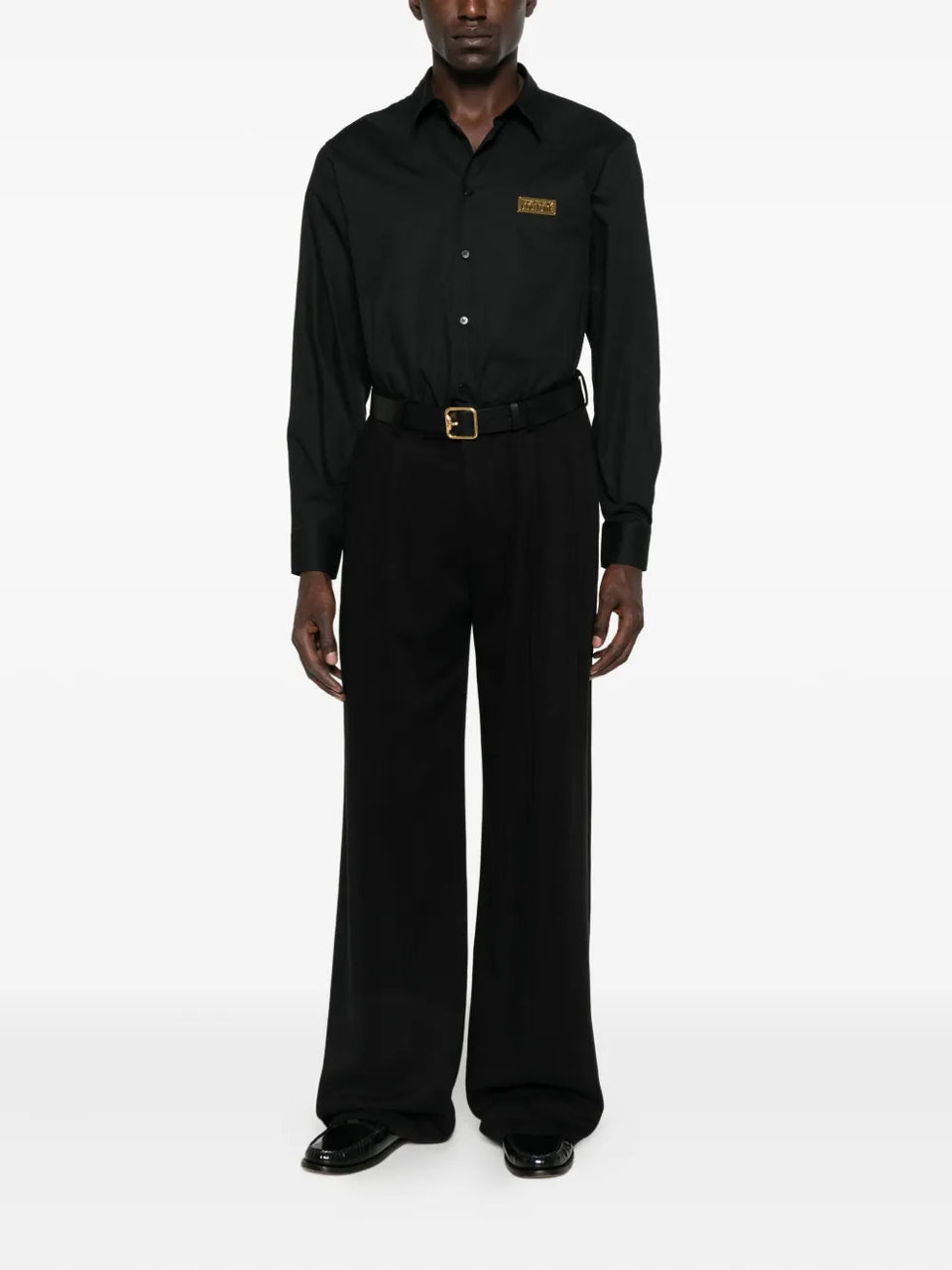 logo-plaque cotton shirt