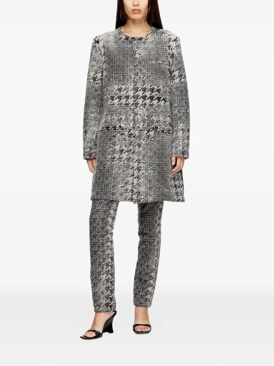 jacquard denim coat
