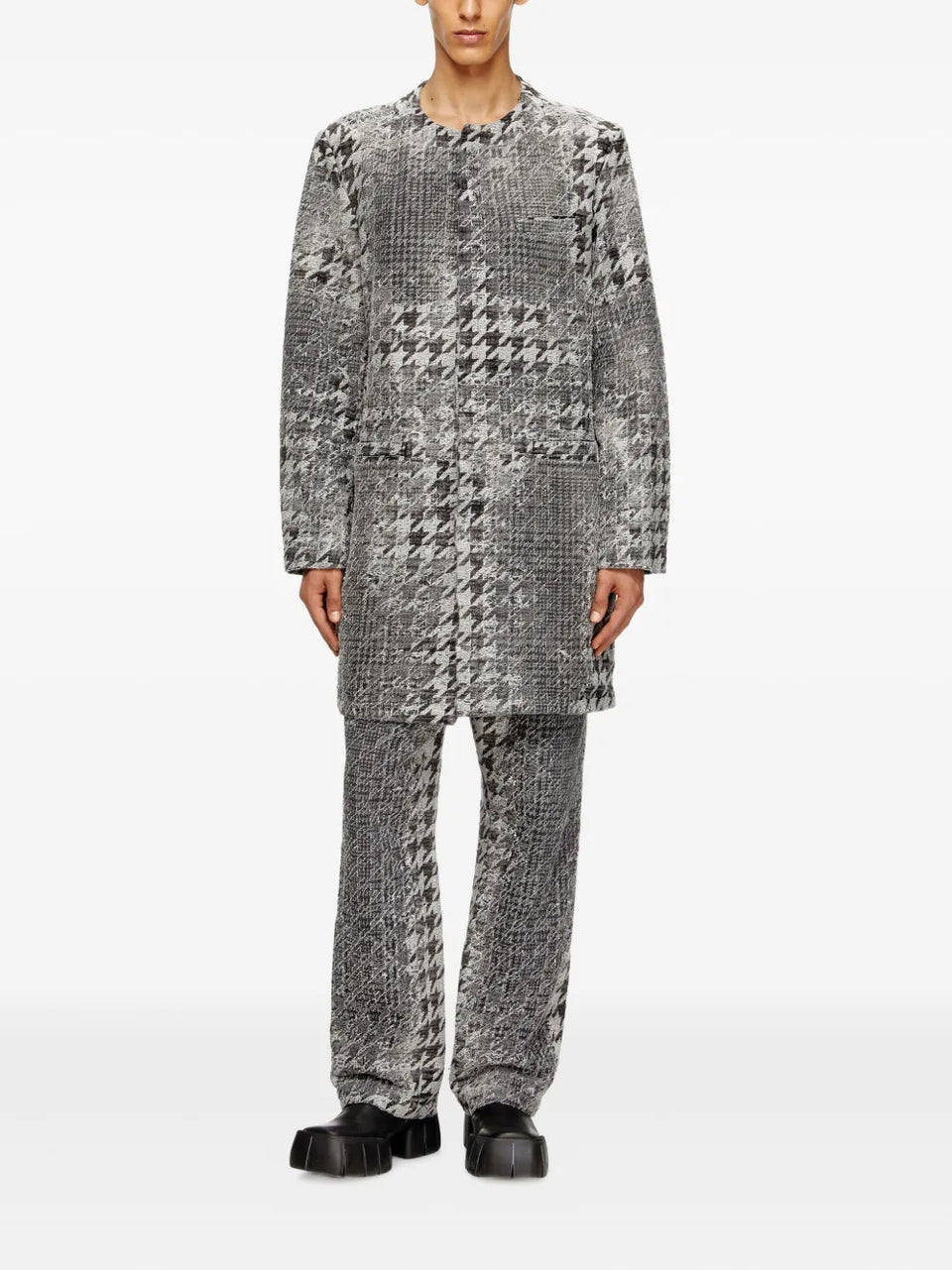 jacquard denim coat