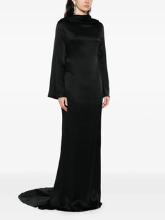 cowl-neck high-low maxi dress