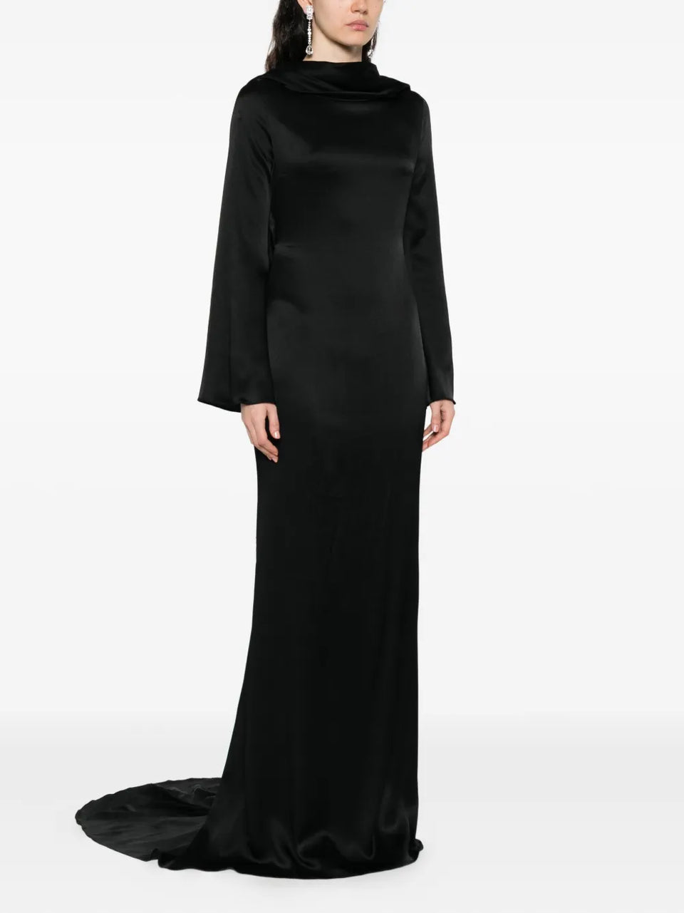 cowl-neck high-low maxi dress