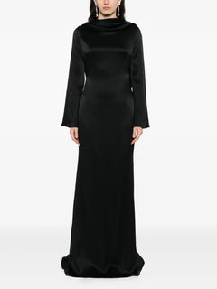 cowl-neck high-low maxi dress