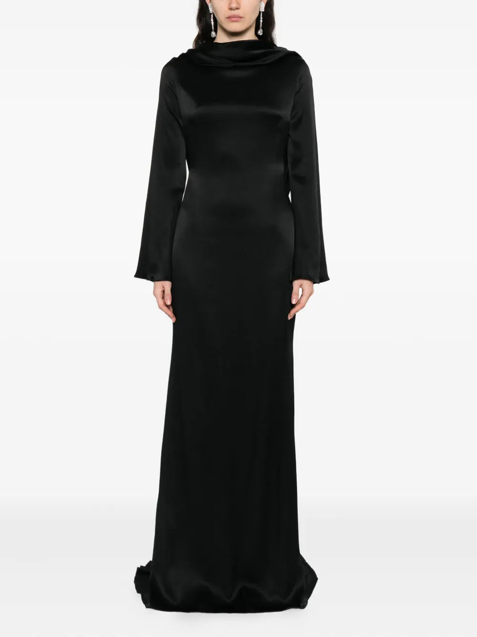 cowl-neck high-low maxi dress